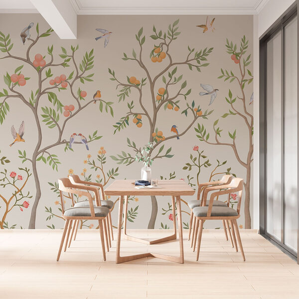 Papel de parede com pássaros e árvores Papel de parede com pássaros e árvores