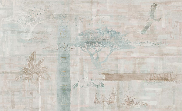 Papel de parede com árvores e pássaros Papel de parede com árvores e pássaros