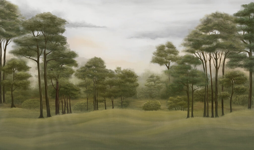 Paisagem com árvores e relva Paisagem com árvores e relva