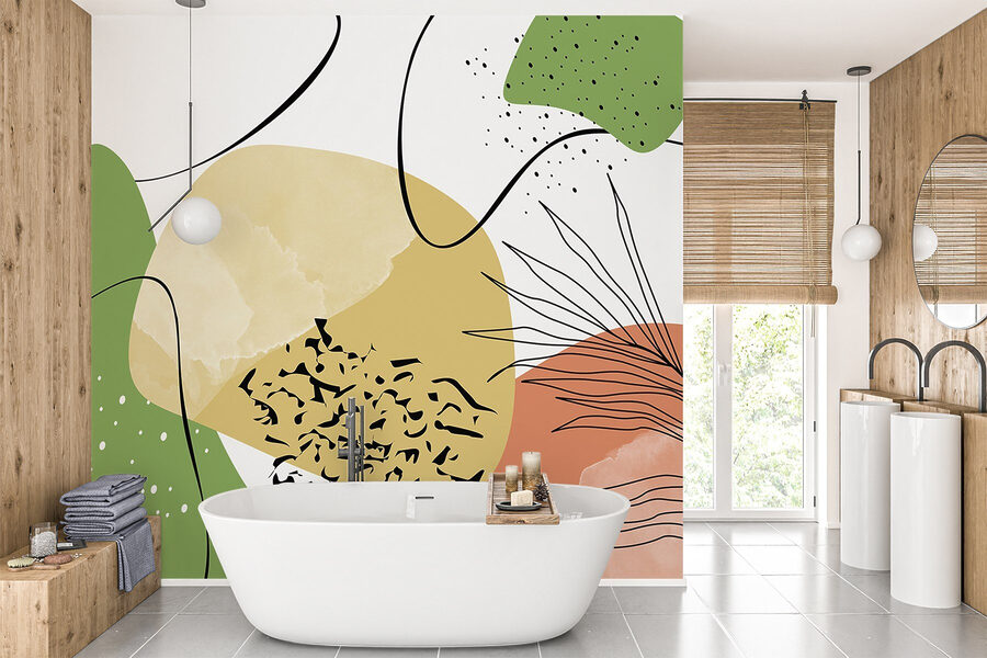 Arte colorida com formas pretas e verdes