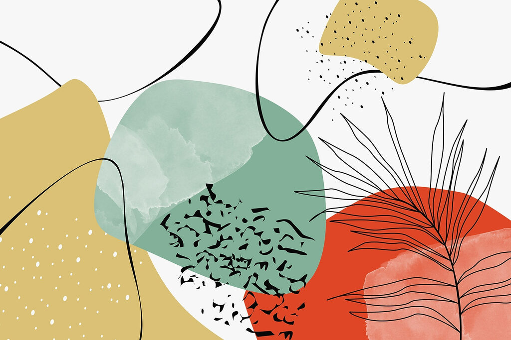 Arte colorida com formas pretas, vermelhas e amarelas Arte colorida com formas pretas, vermelhas e amarelas