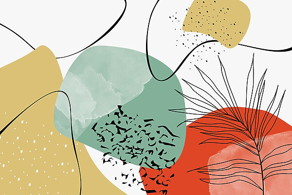 Arte colorida com formas pretas, vermelhas e amarelas Arte colorida com formas pretas, vermelhas e amarelas