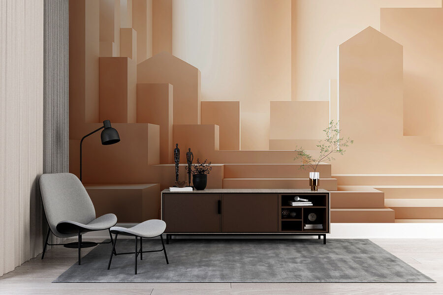 Papel de parede Conjunto de escadas numa sala