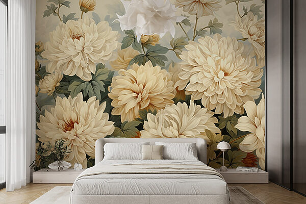 Papel de parede Papel de parede Flores delicadas em tons suaves (REF: w02176)