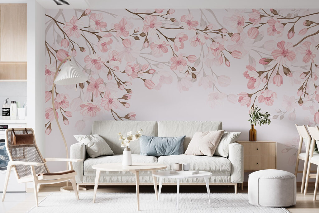 Pink flowers on a white background Pink flowers on a white background