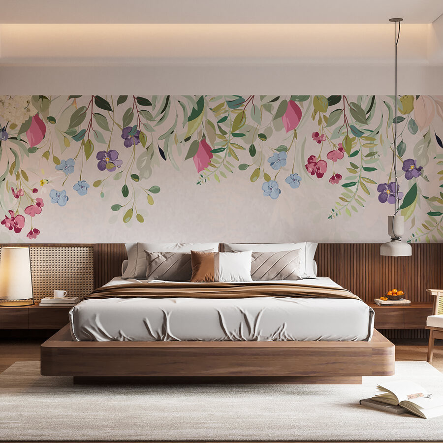 Rebordo floral com flores e folhas Rebordo floral com flores e folhas