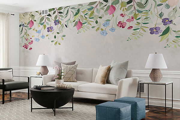 Rebordo floral com flores e folhas Rebordo floral com flores e folhas