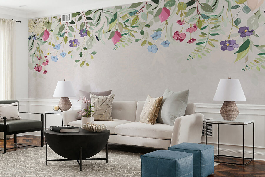 Rebordo floral com flores e folhas Rebordo floral com flores e folhas