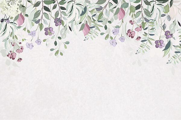 Rebordo floral com flores e folhas roxas Rebordo floral com flores e folhas roxas