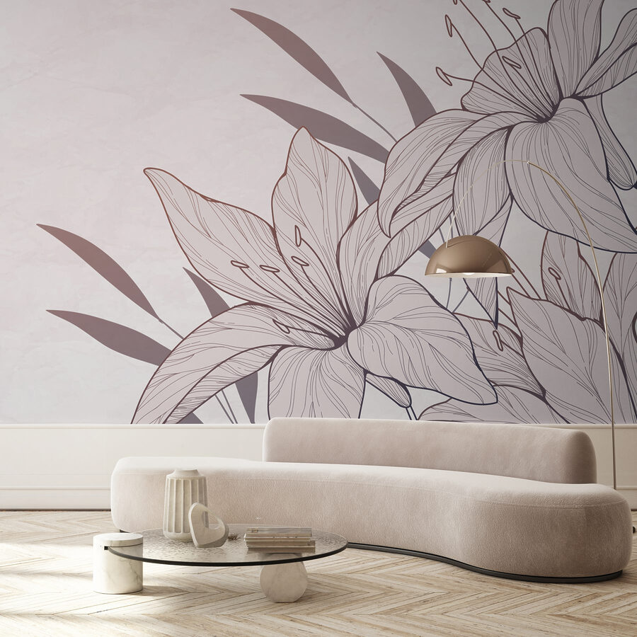 Desenho de flores e folhas