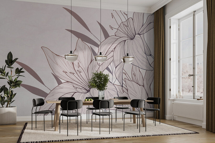 Desenho de flores e folhas