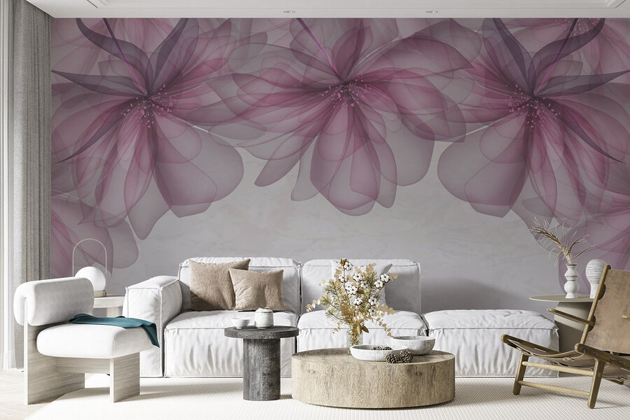 Papel de parede Grupo de flores roxas e cor-de-rosa - Image 2
