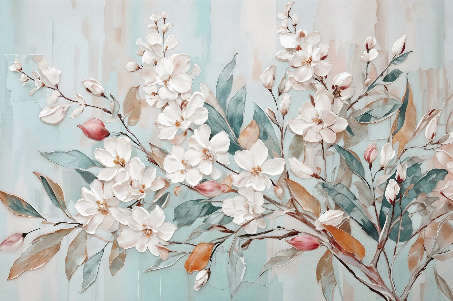Painting of flowers on a blue background Painting of flowers on a blue background