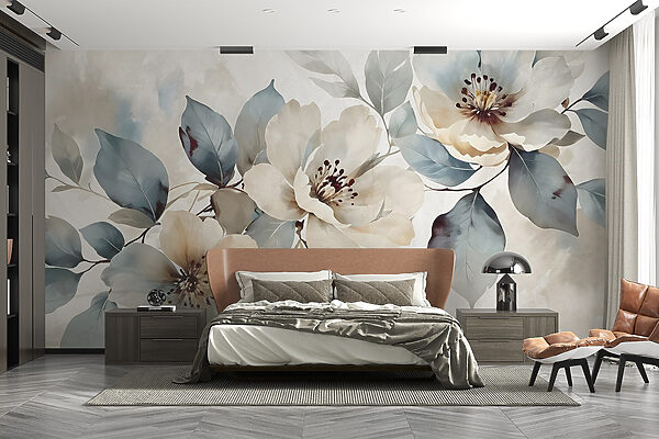 Pintura de flores e folhas Pintura de flores e folhas