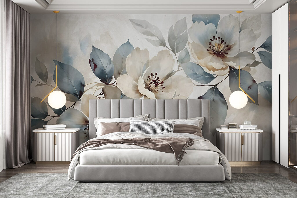 Painting of flowers and leaves