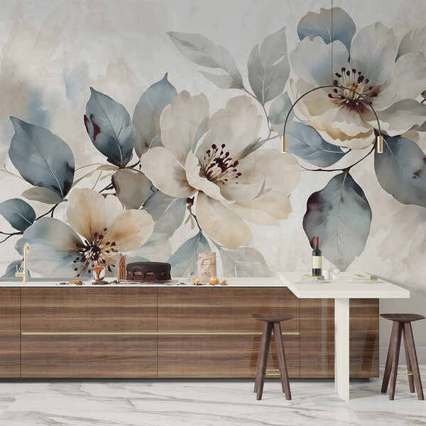 Pintura de flores e folhas Pintura de flores e folhas