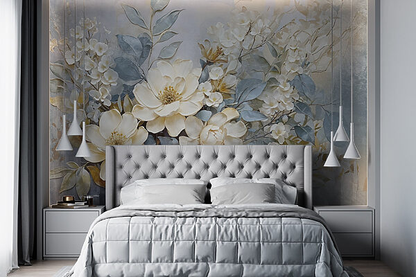 Pintura de flores e folhas Pintura de flores e folhas