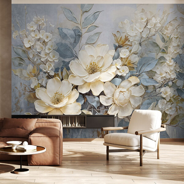 Pintura de flores e folhas Pintura de flores e folhas
