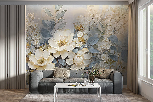Pintura de flores e folhas Pintura de flores e folhas