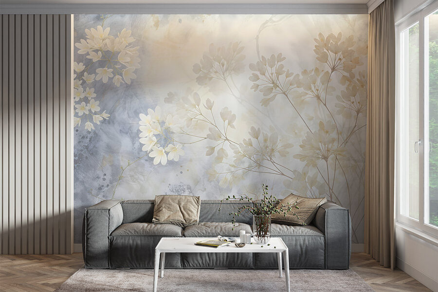 Flores suaves num pano de fundo suave