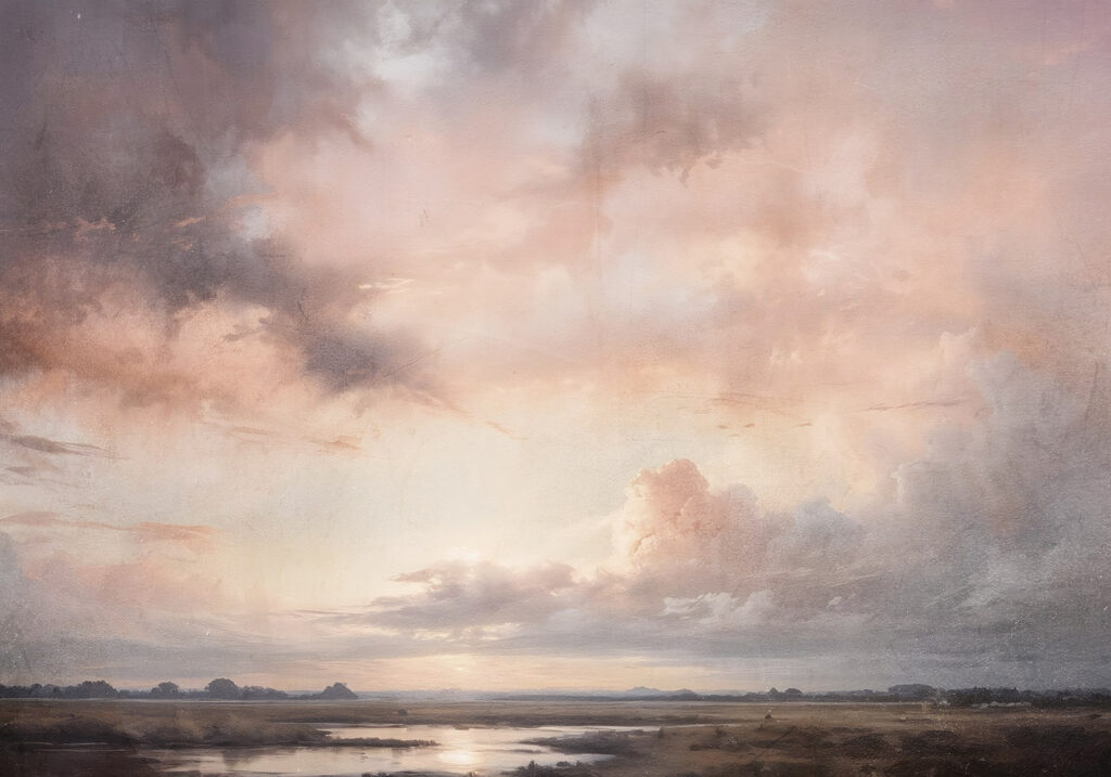 Landscape with a body of water and clouds Landscape with a body of water and clouds