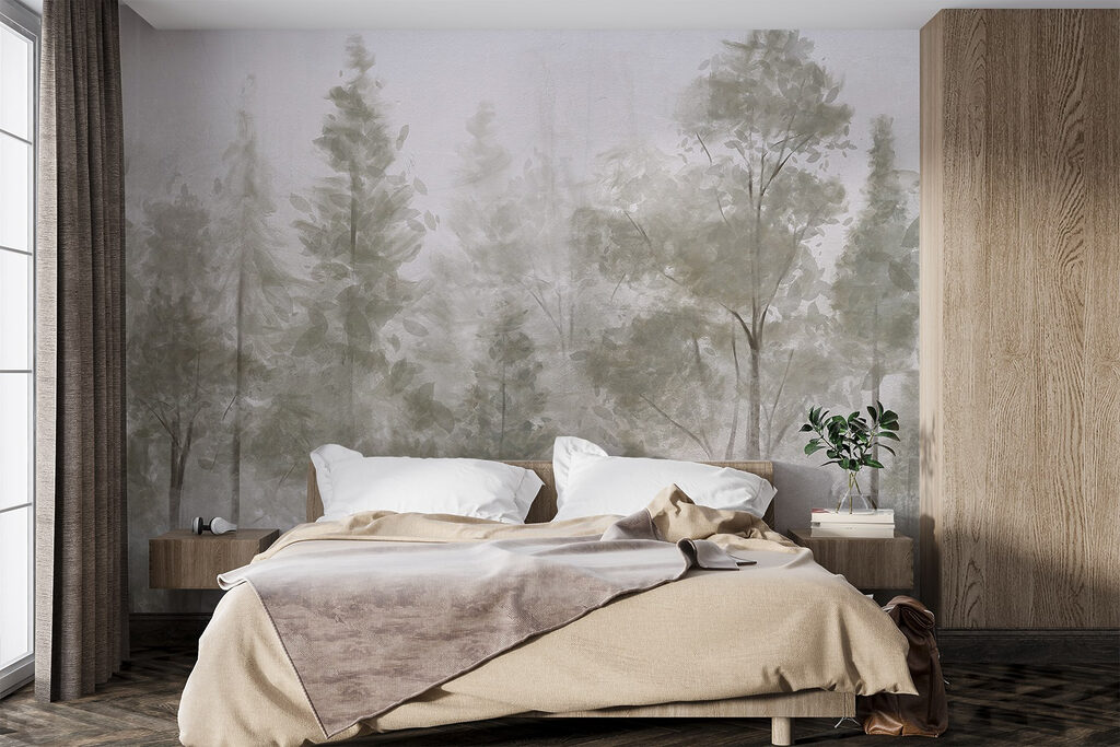 Group of trees in fog Group of trees in fog