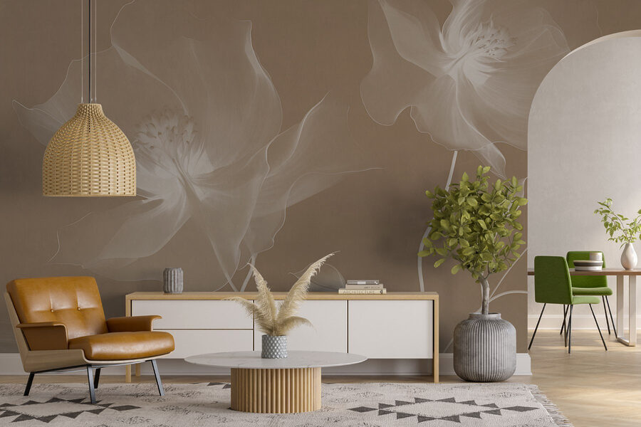 Papel de parede Flores delicadas em tons suaves