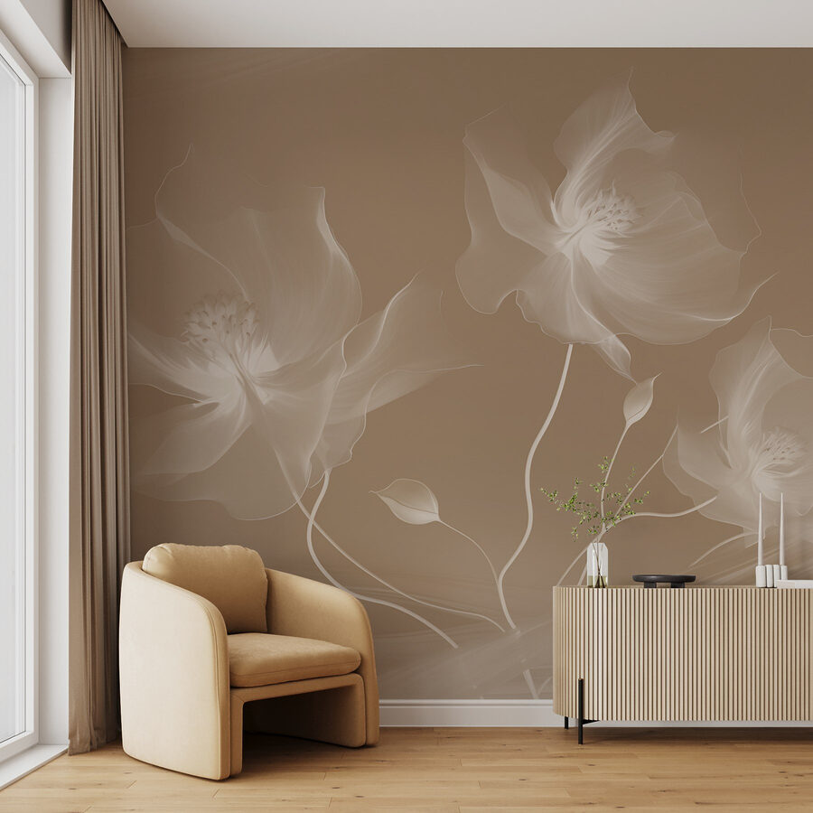 Papel de parede Flores delicadas em tons suaves - Image 2