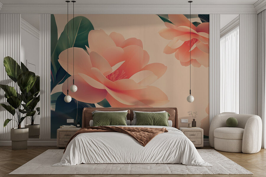Papel de parede Flores delicadas em tons pastel suaves