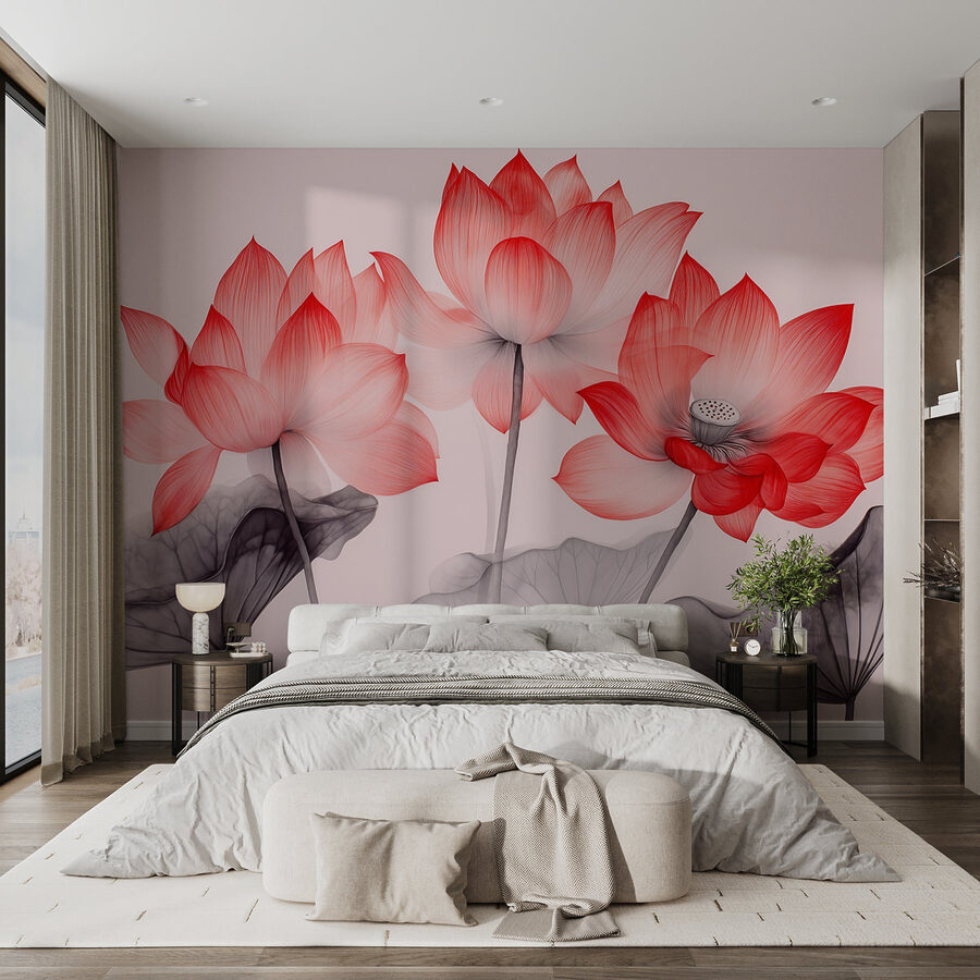 Grupo de flores cor-de-rosa com folhas