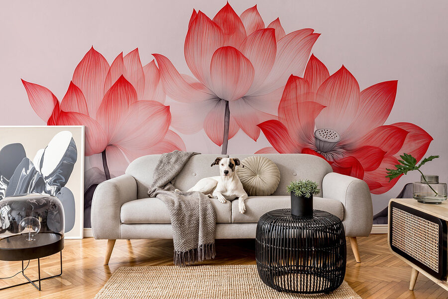 Grupo de flores cor-de-rosa com folhas