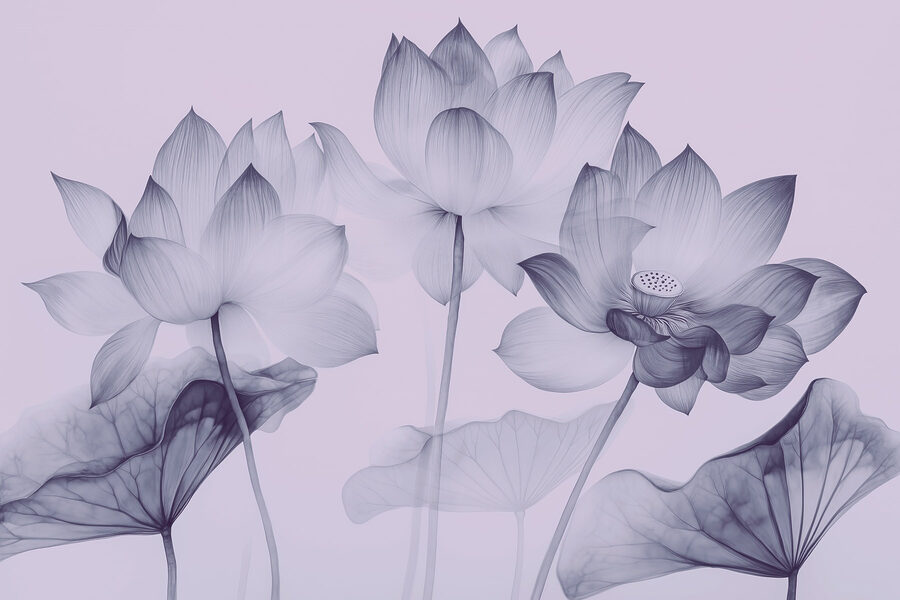 Grupo de flores com folhas