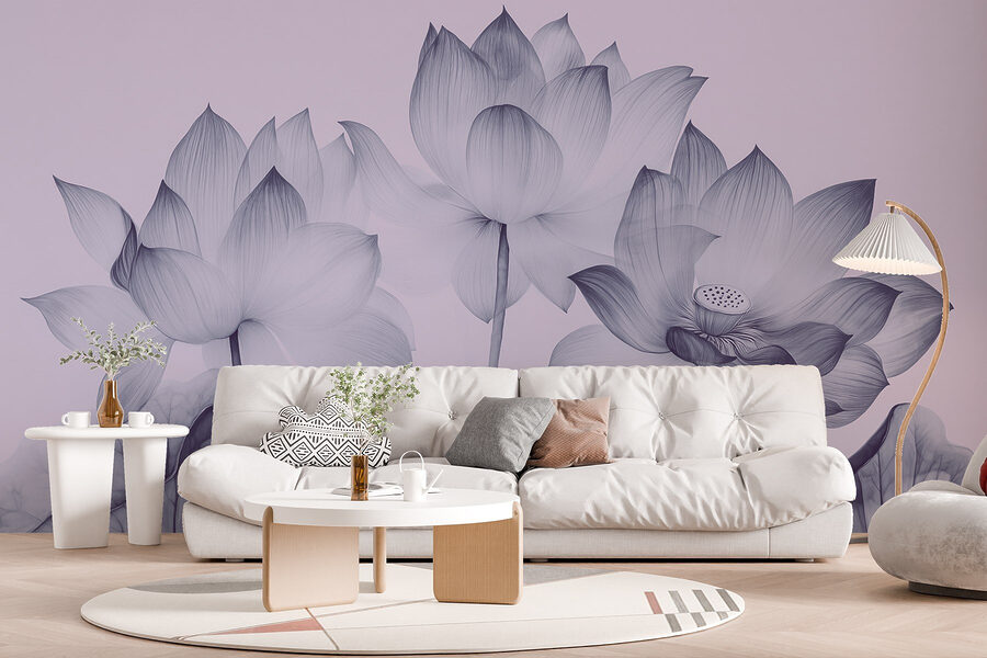 Grupo de flores com folhas