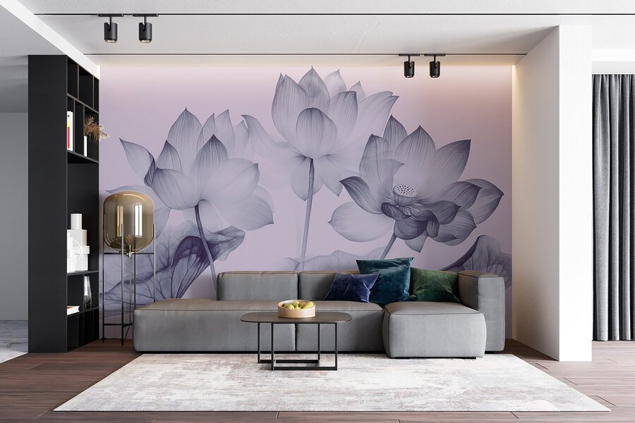 Grupo de flores com folhas