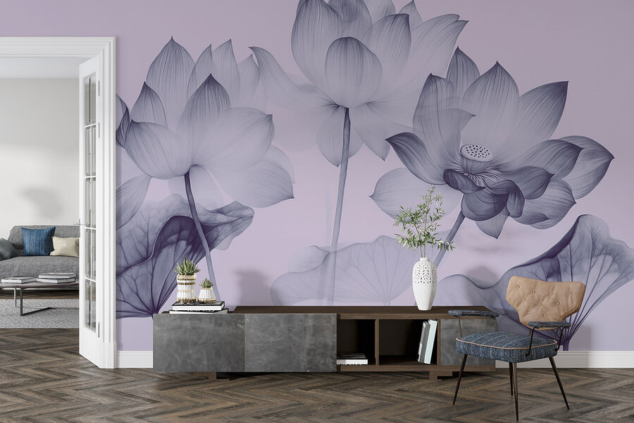 Grupo de flores com folhas