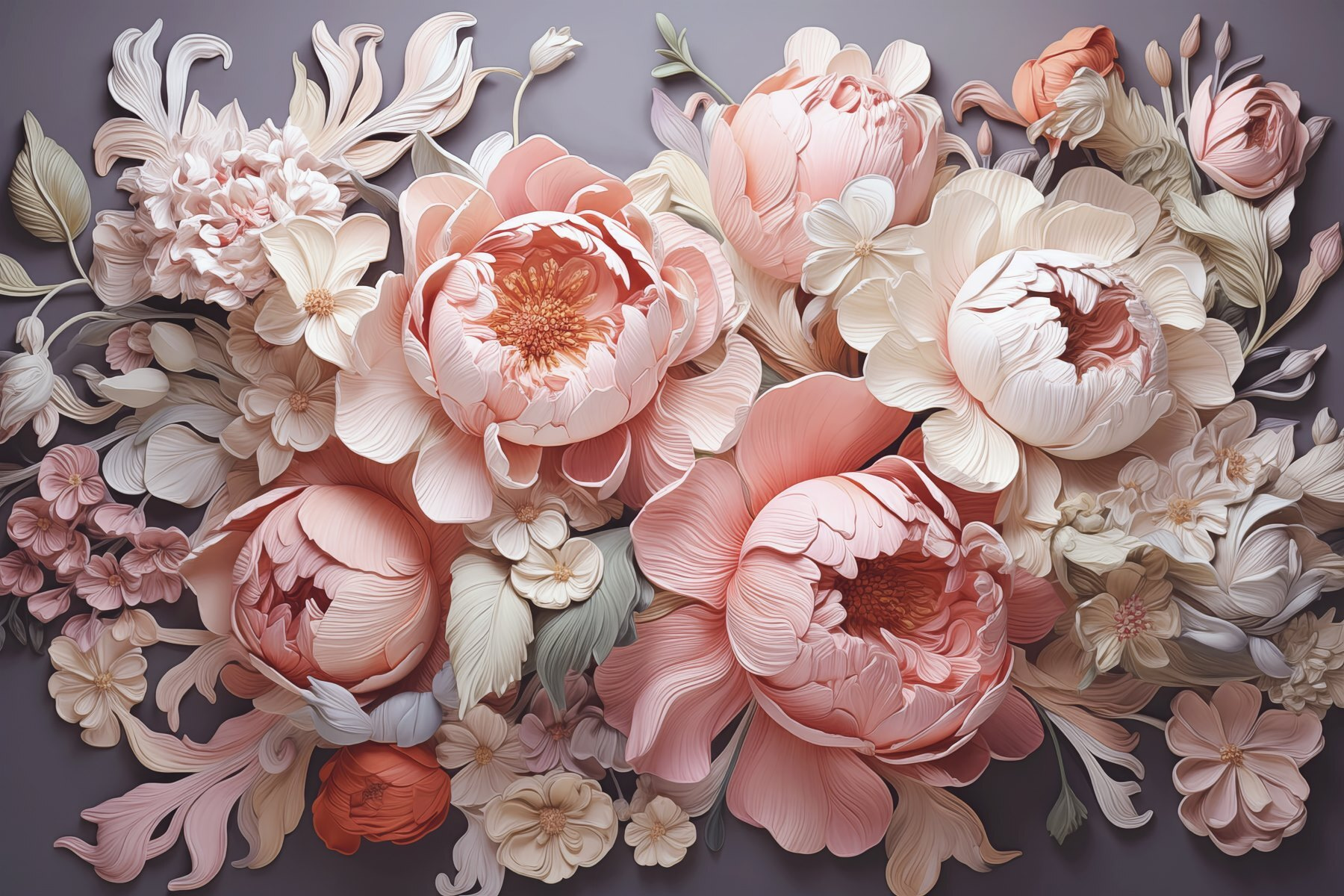 Group of flowers on a gray background