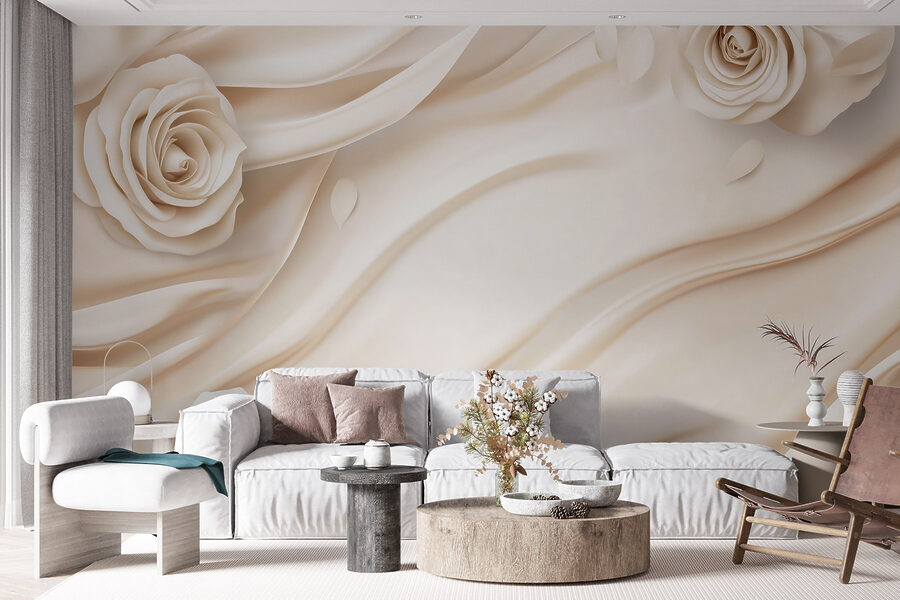 Rosas brancas num pano branco