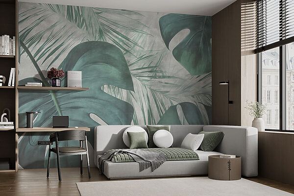 Folhas verdes exuberantes em tons suaves Folhas verdes exuberantes em tons suaves