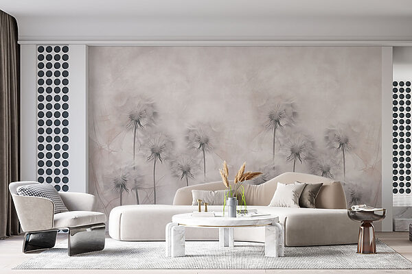 Group of dandelions on a white background