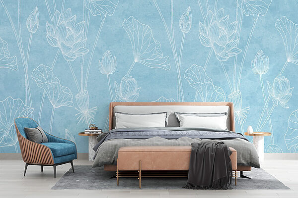 Padrão floral azul e branco Padrão floral azul e branco