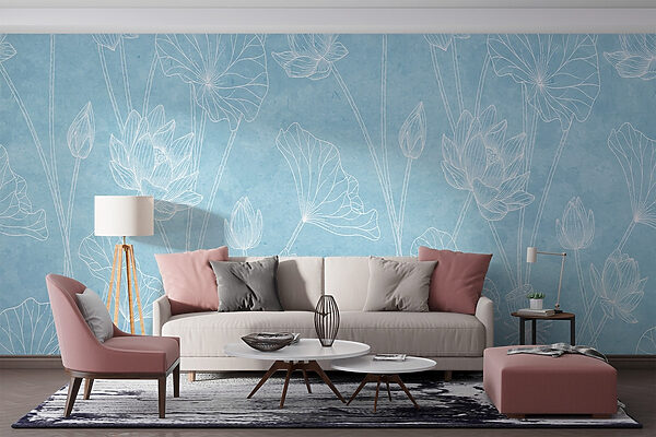 Padrão floral azul e branco Padrão floral azul e branco
