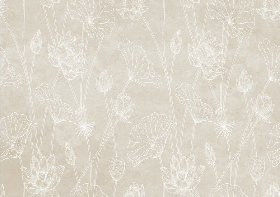 Papel de parede Desenho de linha branca de flores - Image 4