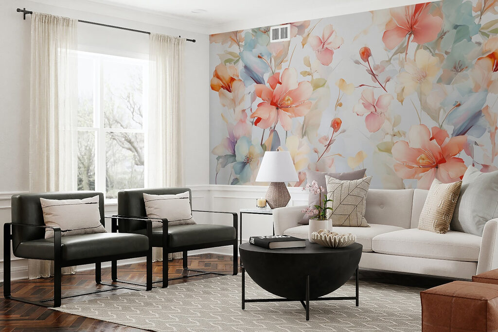 Colorful flowers on a white background