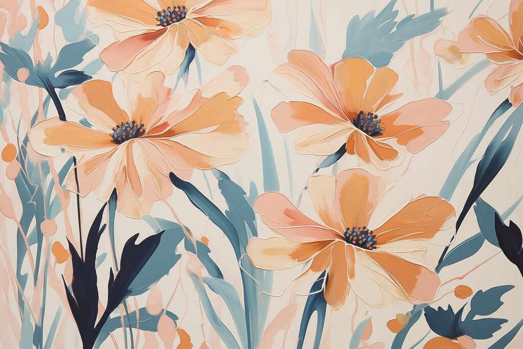 Pintura de flores sobre uma superfície branca Pintura de flores sobre uma superfície branca