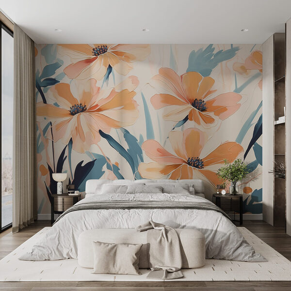 Pintura de flores sobre uma superfície branca Pintura de flores sobre uma superfície branca