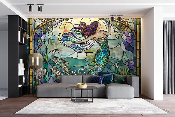 Vitral com uma sereia Vitral com uma sereia