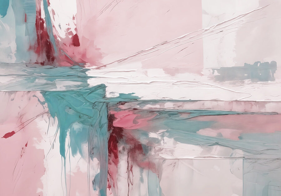 Pintura de cor rosa e azul