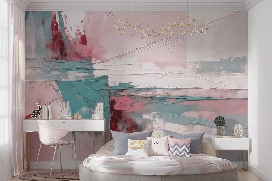 Pintura de cor rosa e azul