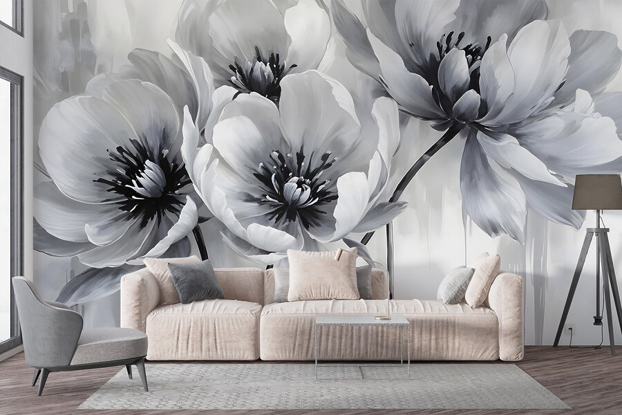 Grupo de flores sobre um fundo branco