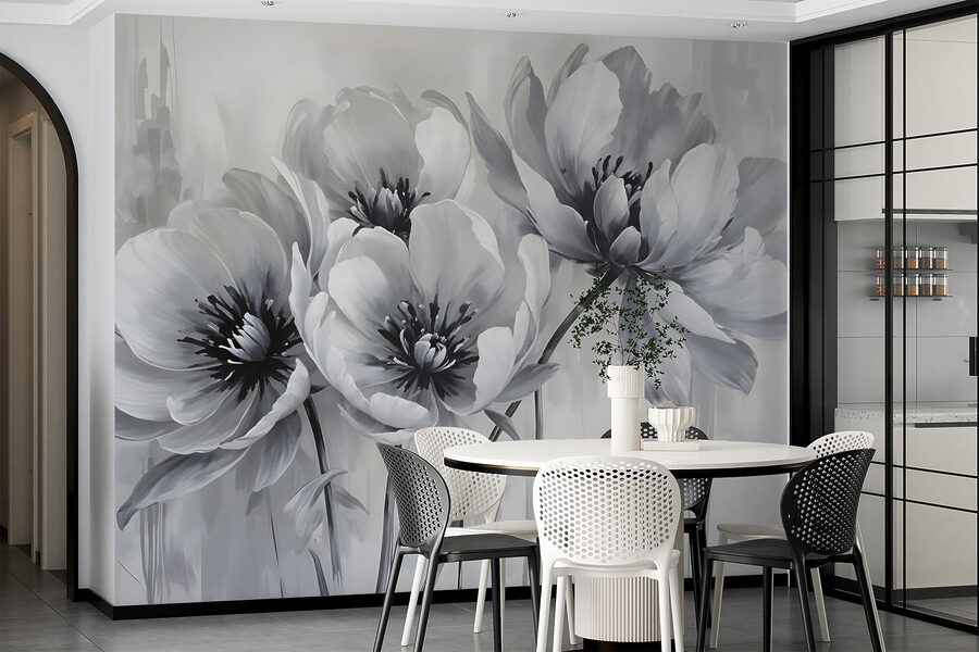 Grupo de flores sobre um fundo branco